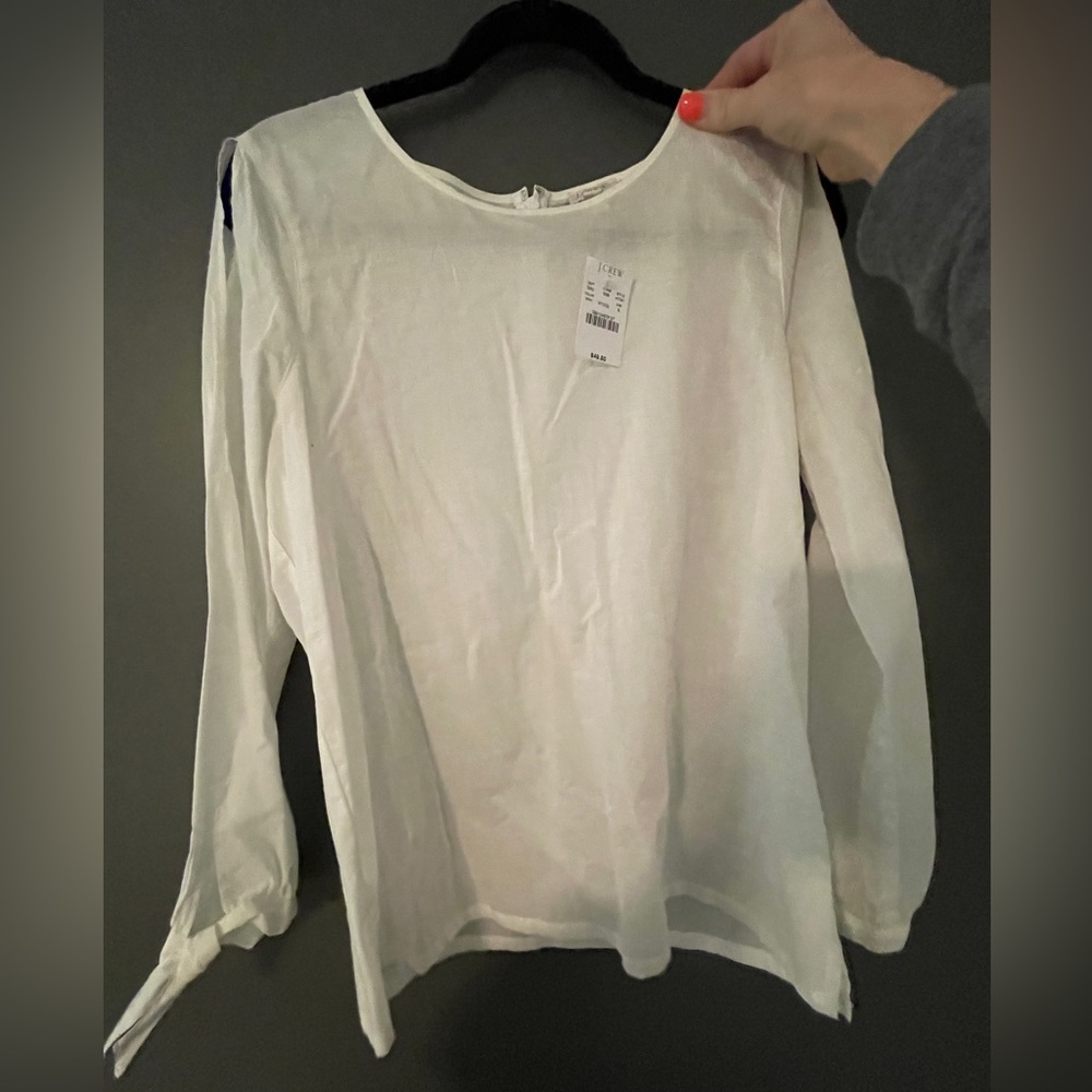 J.Crew white blouse w tie sleeves | S | NWT